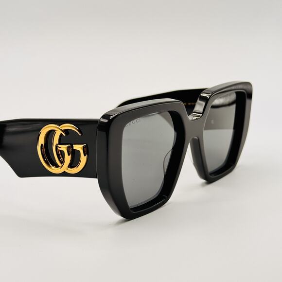 Gucci Sunglasses GG0956S 003 Black Rectangle Oversized Frame Gray Lens 54mm